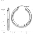 thumbnail image 3 of 14K White Gold Polished 3mm Lightweight Tube Hoop Earrings, 3 of 3