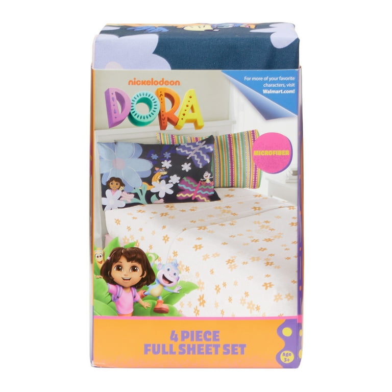Dora Kids 4 Piece Pink Orange Floral Sheet Set, Full - Walmart.com