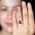 thumbnail image 6 of Rosec Jewels Lab Grown Green Sapphire Solitaire Statement Ring with Moissanite - 8X10 mm, 10K White Gold, US 13.00, 6 of 9