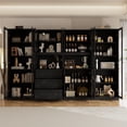 thumbnail image 4 of RichYa 3Pcs Pantry Storage Cabinet Set,China Glass Cabinets with Display Doors,Sideboard Hutch Buffet with Drawers for Dining Room,BCC(Black), 4 of 11