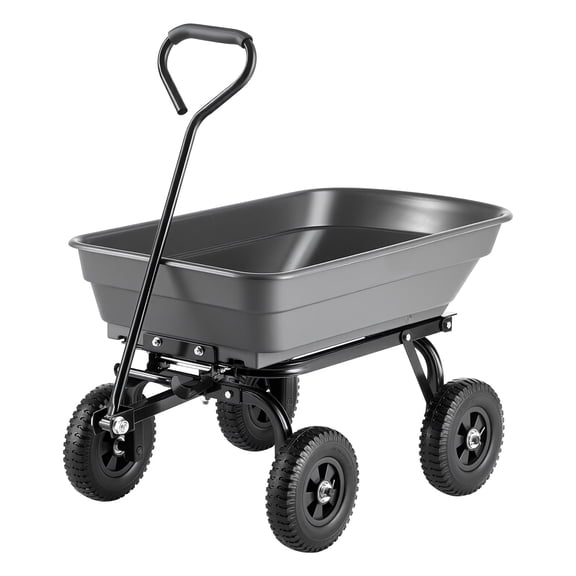 KFFKFF Heavy-Duty Garden Dump Cart, 600 lbs Capacity, Poly Dump Wagon with Quick-Dump Feature, Swivel Wheels, Rotating Bearings, Ideal for Transporting Plants, Soil, and Crops