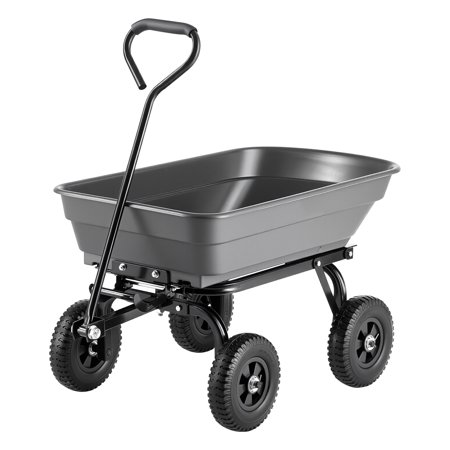 KFFKFF Heavy-Duty Garden Dump Cart 600 lbs Capacity Poly Dump Wagon with Quick-Dump Feature Swivel Wheels Rotating Bearings Ideal for Transporting Plants Soil and Crops