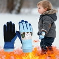 thumbnail image 6 of SERTG Boys Girls Snow Gloves Cute Cartoon Non-Slip Thickened Warmth Winter Waterproof Kids Skiing Sports Gloves for Children 4-7 Years(Blue,One Size), 6 of 9