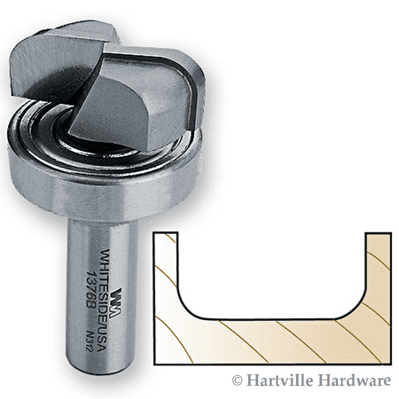 Whiteside Router Bits 1376B Bowl and Tray Bit with 1/4-Inch Radius 1-1/4-Inch Cutting Diameter and 1/2-Inch Cutting