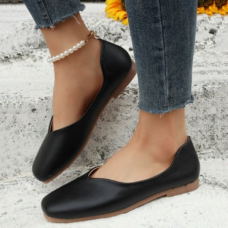 

Ballet Flats Women Women Shoes Solid Color Flat Bottom Fashion Shoes Pu Black 38