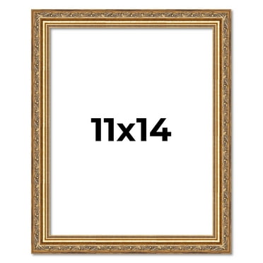 11x14 Frame Gold Solid Wood Picture Frame Width 1.25 Inches | Interior Frame Depth 0.375 Inches |