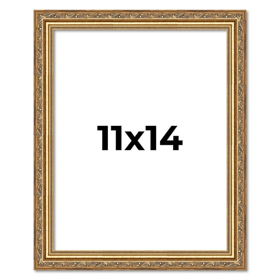 11x14 Frame Gold Solid Wood Picture Frame Width 1.25 Inches | Interior Frame Depth 0.375 Inches |
