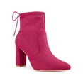 thumbnail image 1 of Unique Bargains Women's Pull on Drawstring Block Heel Ankle Boots Hot Pink (Size 6), 1 of 8