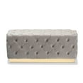thumbnail image 2 of Baxton Studio Corrine Glam and Luxe Grey Velvet Fabric Upholstered and Gold PU Leather Ottoman, 2 of 5