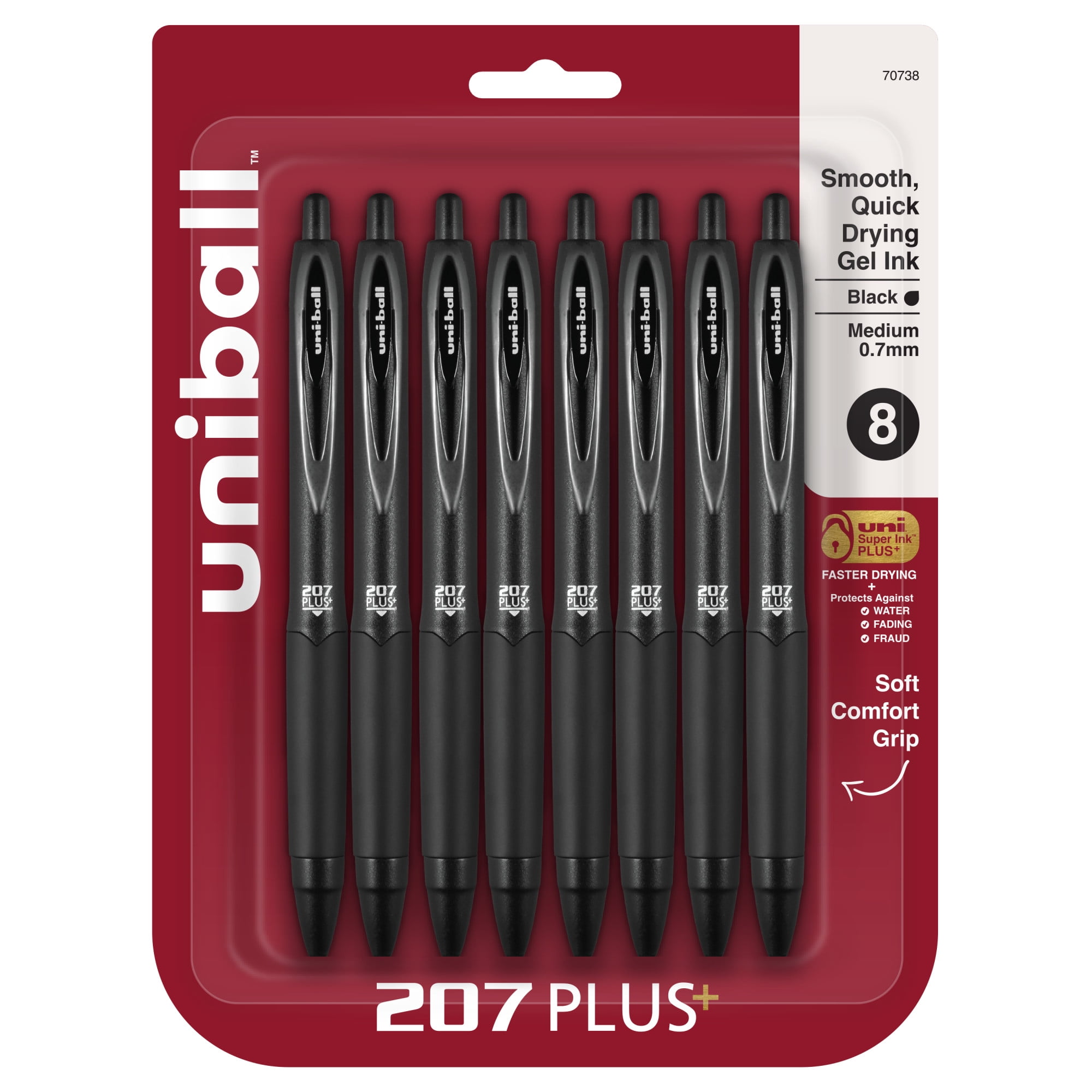 207 Plus+ Retractable Gel Pens, 12er Pack – Schwarz, Medium Point, Wasserfest, Für Glatte Schreiberlebnisse