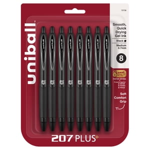 uniball 207 Plus+ Retractable Gel Pens, Medium, 0.7mm, 8 Count