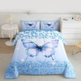 thumbnail image 2 of Homewish Flying Blue Butterfly 2pcs Bedding Comforter Set For Teens Boys Girls,Gradient Ombre Glitter Twin Comforter Sets,Leopard Cheetah Print Breathable Bedding Set,Breathable Home Decor, 2 of 8