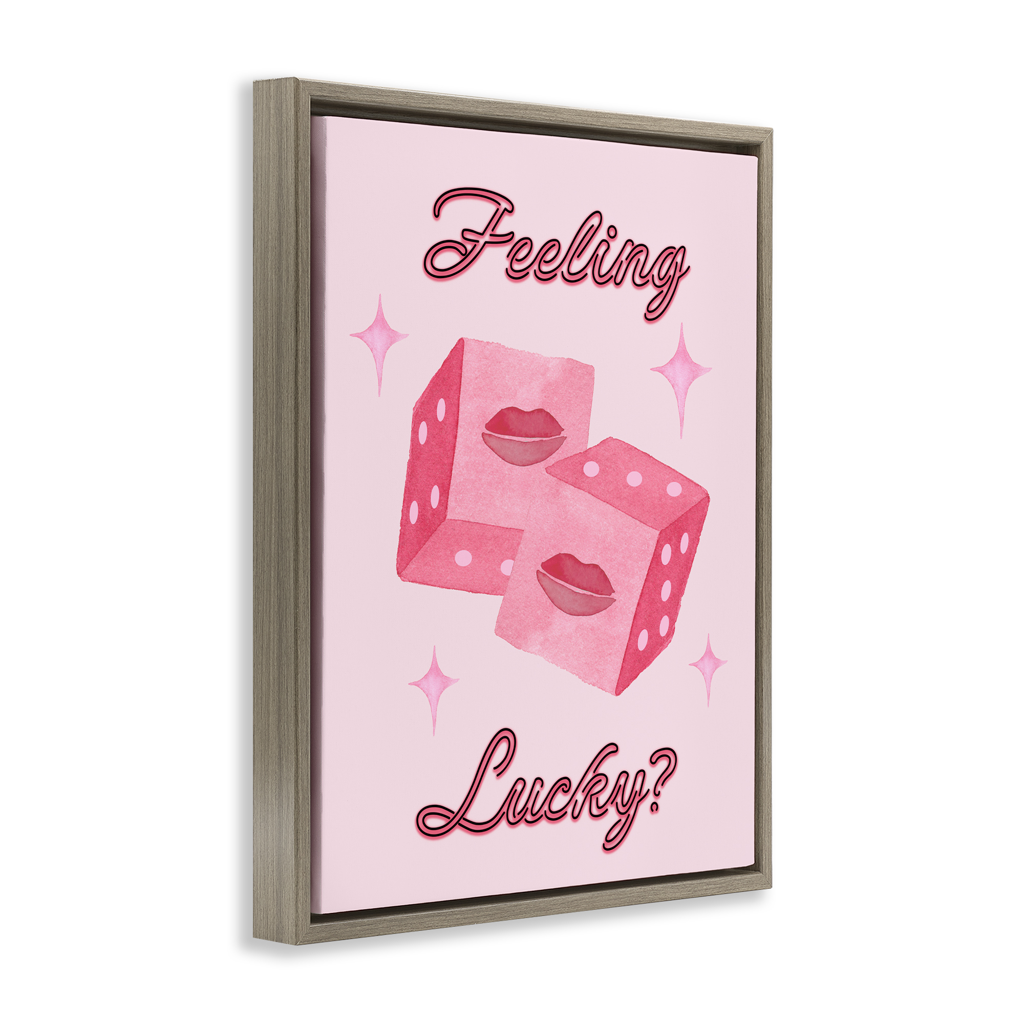 Feeling Lucky? Dice Brown Framed Floater Canvas Wall Art, design by Nina Jacobs