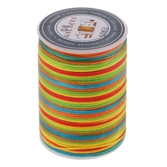 Wxqbjtam 0.8mm Flat Rainbow Waxed Polyester Thread for Sewing Clothes Leather Craft