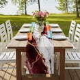 thumbnail image 4 of Marble Red 72 Inch Table Runner, Modern Abstract Gold White Brick Stone Motif Farmhouse Dresser Scarf Cotton & Linen Tablerunner for Dining/Kitchen Island/Holiday Party Décor 13" x 72", 4 of 9