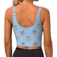 thumbnail image 3 of Fotbe Corgi Dog Pattern Womens' Sports Bra Longline Wirefree Padded with Medium Support Sports Moisture-Wicking Workou Vest,Tank Top-, 3 of 9
