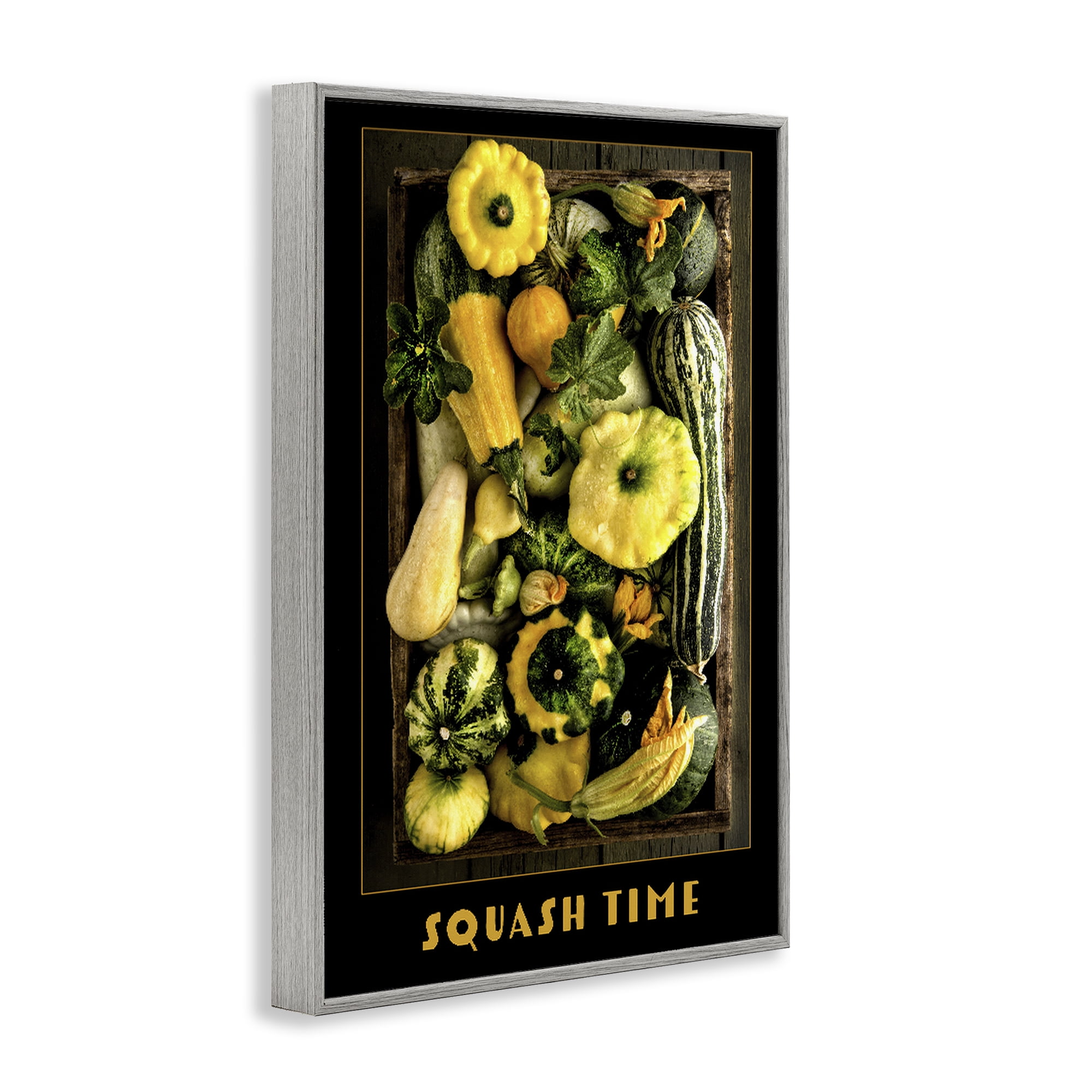 Stupell Industries Squash Time Vibrant Vegetables Gray Framed Giclee Art, design by Carl Kravats