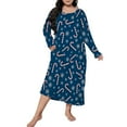 thumbnail image 2 of siminseming Chemises de Nuit de Noël pour Femmes & Chemises de Nuit Grande Taille Robe de Nuit Décontractée Imprimé de Noël Mignon Manches Longues Col Rond Extensible Ample Vêtements Chaussures & Accessoires, 2 of 5