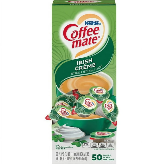 Coffee mate Liquid Creamer Tub Singles, Gluten-Free - Irish Cream Flavor - 0.38 fl oz (11 mL) - 50/Box - 50 Serving | Bundle of 2 Boxes