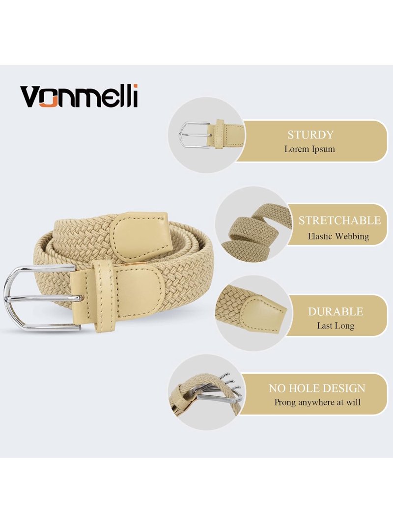 Women Braided Stretch Belts Elastic Canvas Woven Belts For  display picture 3