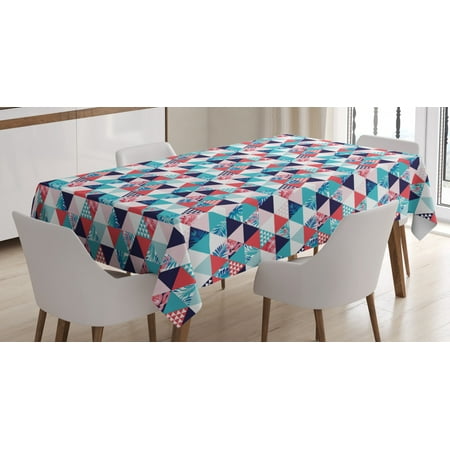 

Flamingo Tablecloth Horizontal Triangles Geometrical Frames with Exotic Beach Elements Mosaic Design Rectangular Table Cover for Dining Room Kitchen 60 X 90 Inches Multicolor by Ambesonne