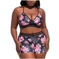 thumbnail image 4 of Aboser Plus Size Bikini Swimsuits for Women 2 Piece Bathing Suit Fashion Floral Printed Bikinis Straps Crisscross Back Swimwear, 4 of 8