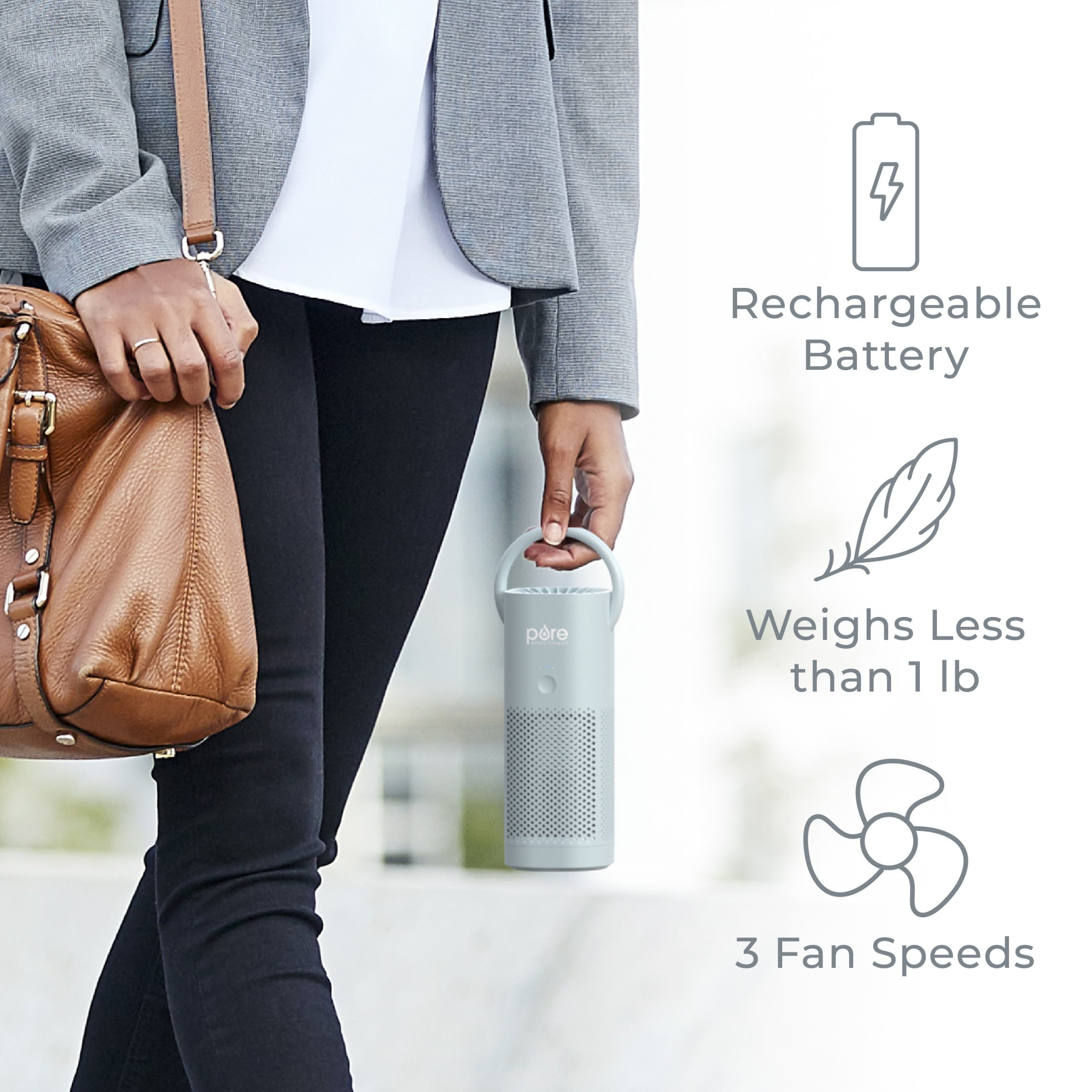 Pure Enrichment PureZone Mini Portable Air Purifier - True HEPA Filter Cleans Air, Helps Alleviate Allergies, Eliminates Smoke & More — Ideal for Traveling, Home, and Office Use (Starlight Blue)