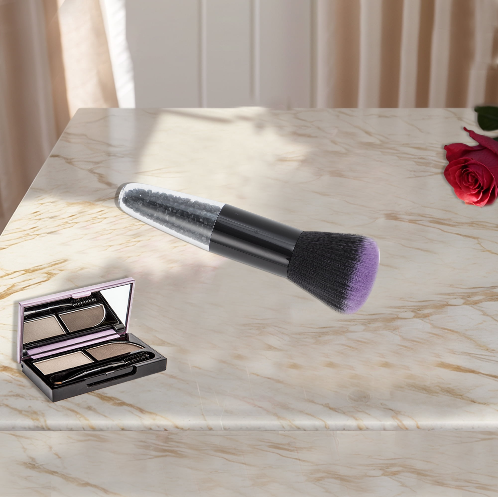 Unique Bargains 1 Pc Fluffy Blush Brush for Travel Black