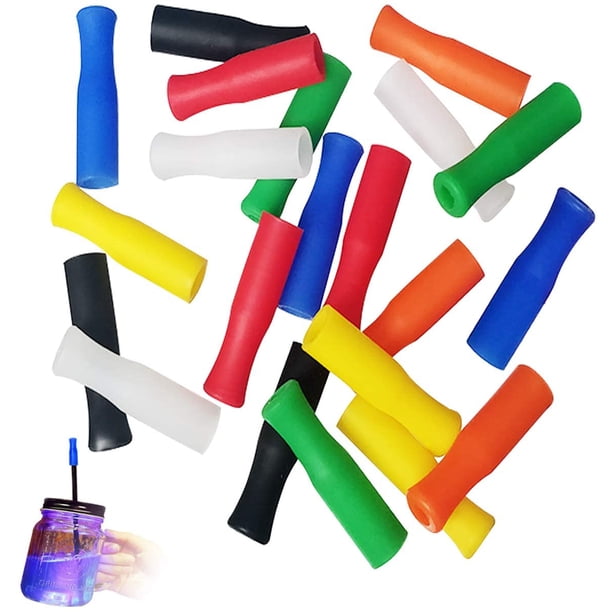 40 fundas de pajita de silicona, diámetro interior de 6 mm, boquilla de silicona para collar, funda protectora resistente a altas temperaturas de pajita de acero inoxidable (multicolor)