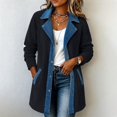 thumbnail image 6 of Womens Denim Patchwork Collared Shirt Jacket Loose Long Sleeve Button Down Casual Jean Shacket Denim Cardigan, 6 of 7