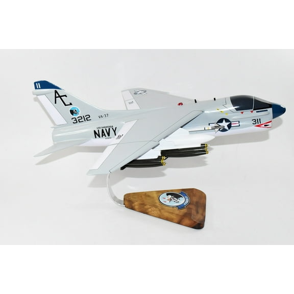 VA-37 Ragin' Bulls A-7a (USS Saratoga 1970) Corsair II Model, LTV, 1/31 Mahogany Scale Model, Navy
