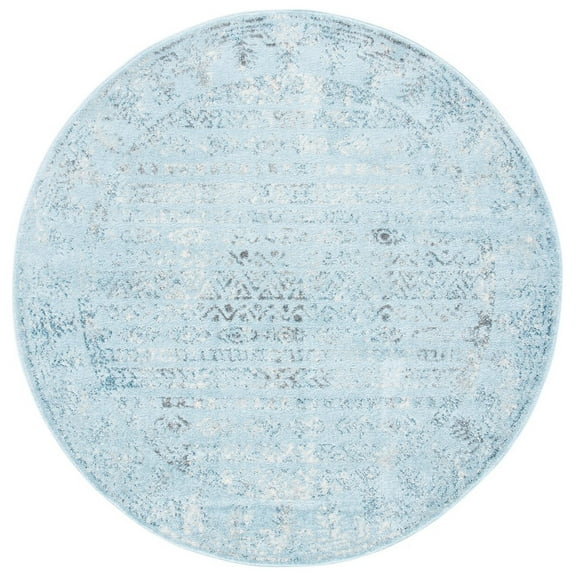 SAFAVIEH Tulum Flint Distressed Southwestern Area Rug, 6'7" x 6'7" Round, Aqua Blue/Dark Grey