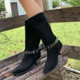 thumbnail image 2 of Xfvqtps Cowboy Boots for Women Western Mid Calf Boots Pointed Toe with Collared Block Heel Comfortable Fashion Winter Boots Black, 2 of 9
