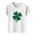 thumbnail image 3 of Vente de Liquidation!! T-Shirt de la Saint-Patrick pour Femmes, T-Shirt Graphique Trèfle Vert, Col Rond, Manches Courtes, Tunique Décontractée, Blanc + m, 3 of 3