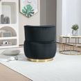 thumbnail image 5 of Swivel Barrel Chair, Modern Round Accent Arm Chairs, Upholstered Comfy 360 Degree Swivel Single Circle Club Sofa Chair Velvet Fabric Chair for Living Room, Bedroom, Office, Waiting Rooms, Black, 5 of 9