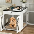 thumbnail image 2 of RichYa Furniture Style Dog Crate End Table, Wooden Dog Kennel with Dual USB Charging Station, for Dogs Under 40 lbs Indoor Use, White, M Size, 2 of 8