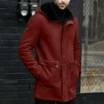 thumbnail image 4 of IYTR Mens Winter Coats Long Hooded Winter Parka Coat Full Zip Fleece Lined Warm Windbreaker Overcoat with Pockets (Red,XXL), 4 of 9