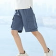 thumbnail image 5 of MKOSPLRT Kids Cargo Shorts with Pocket 3-14 Years Elastic Waist Knee Length Shorts Solid Color Lounge Wide Leg Shorts Gifts for Children, 5 of 5