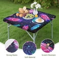 thumbnail image 4 of Neon Feather with Dots Pattern Square Fitted Tablecloth with Elastic Edge,Square Table Cover,Washable Elastic Table Cover for Home Kitchen Party Decor 34"x34", 4 of 6