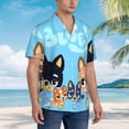 thumbnail image 4 of Lsque Bluey Pattern Hawaiian Shirt for Men Unisex Summer Beach Casual Short Sleeve Cotton Linen Button Down Shirts-Medium, 4 of 6