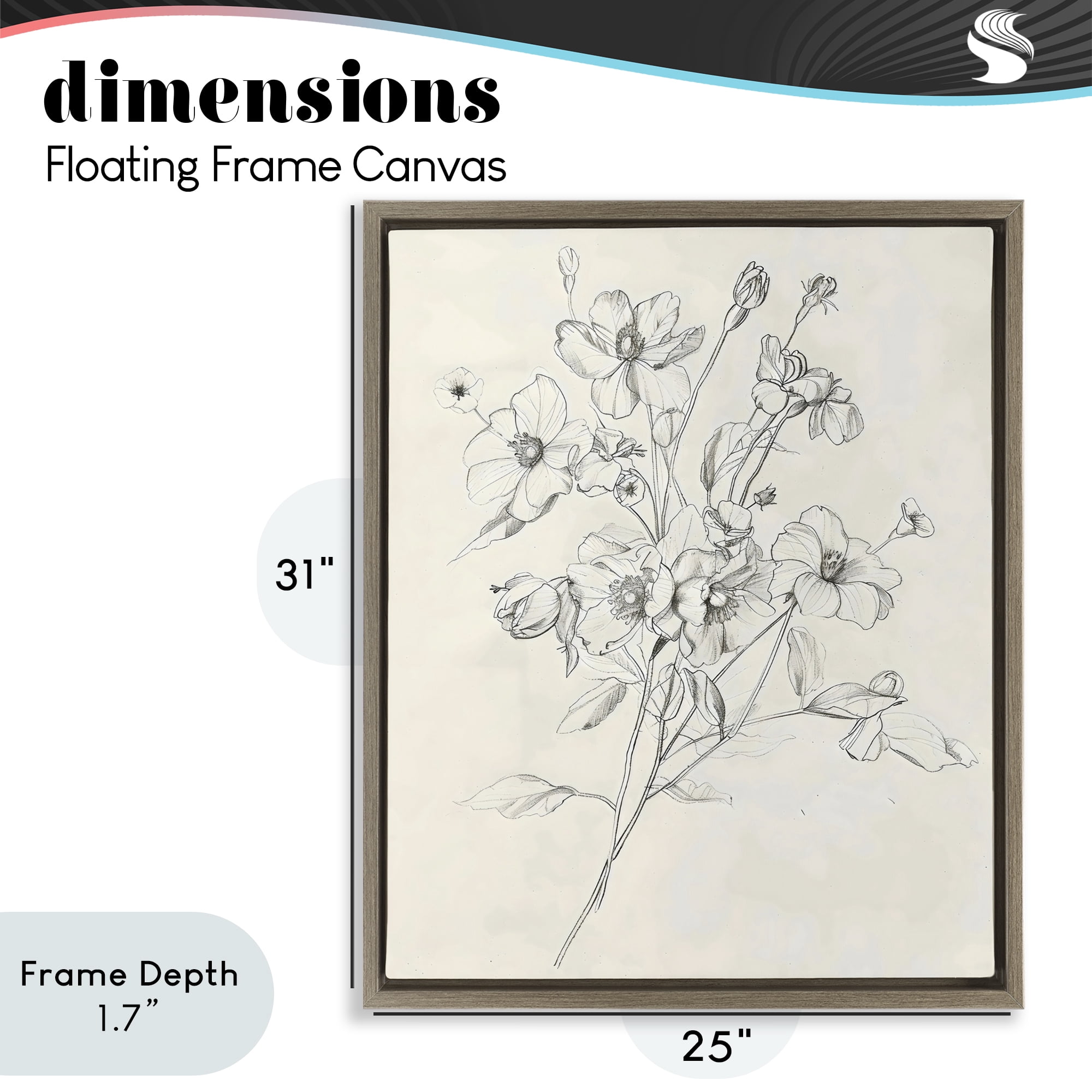 Stupell Industries Wildflower Outline Study Brown Framed Floater Canvas Wall Art, design by Creative Studio