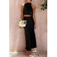 thumbnail image 7 of PRETTYGARDEN Women's 5 Piece Satin Outfits Summer Sleeveless Mock Neck Crop Tops and Long Skirt Dress Sets, 7 of 7