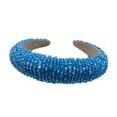 thumbnail image 1 of Qarigey Diademas con cuentas de cristal con purpurina, tocado de punto Flexible para el cabello, tocado para mujer, fiesta, colorido brillante Accesorio para el cabello Azul eléctrico Qarigey AP010971-16B, 1 of 5