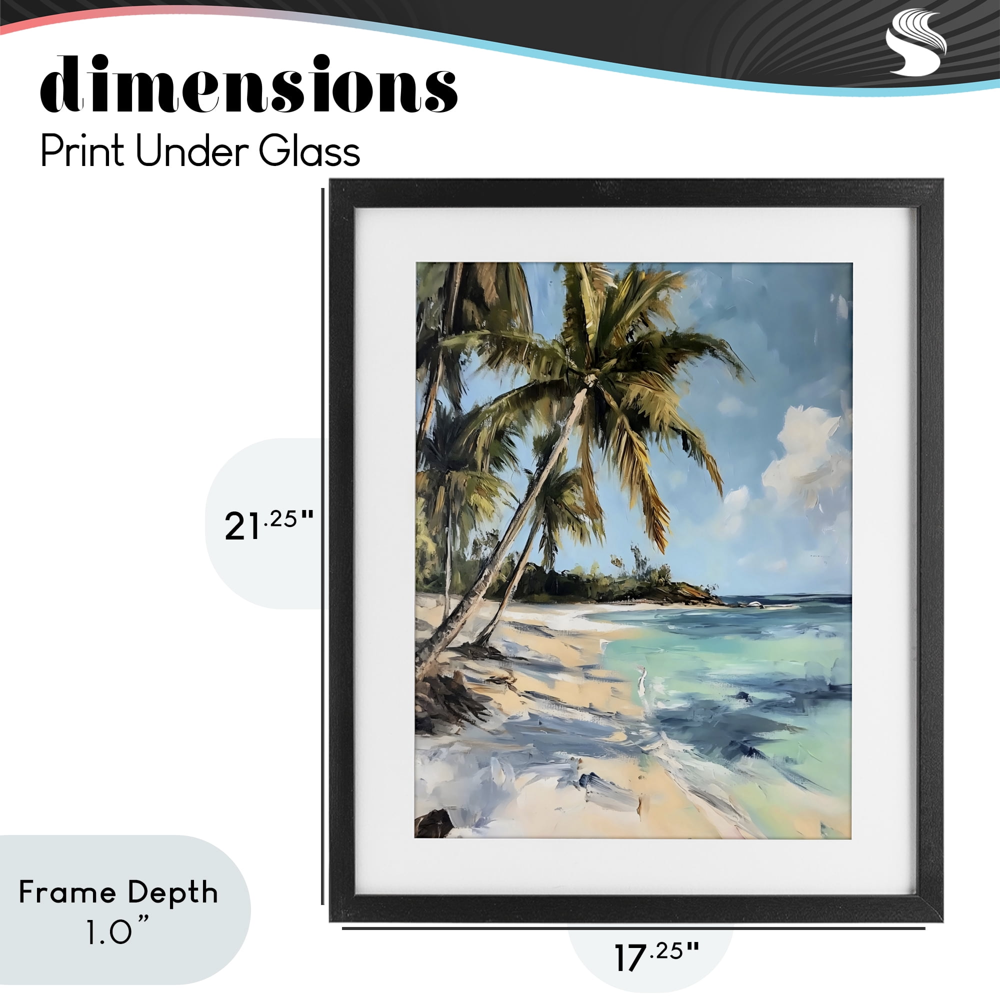 Stupell Industries Tropical Coastline Palm Frond Shadows Black Framed Print Under Glass, design by Franklyn Gregory