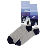 Hot Sox Mens Greece Crew Socks, Mens Shoe Size 6-12.5, Blue