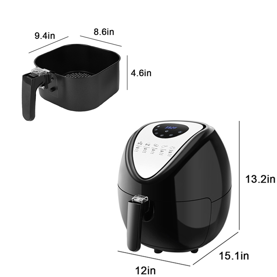 Air Fryer 6.87QT/6.5L, 1800W AirFryer High-Power Electric Hot Temperature Control & Timer Knob, Non Stick Fry Basket, Dishwasher Safe, Apply to Party, Afternoon Tea, Black