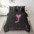 thumbnail image 2 of Manfei Letter Monogrammed Bow J Bedding Comforter Set 7pcs for Boys Girls,Bling Glitter Queen Bedding Sets Super Cozy,Dreamy Princess Queen Sheet Sets,Lightweight Room Decor,Reversible, 2 of 8