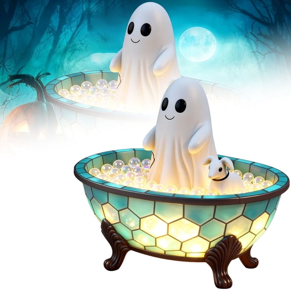Fzsteel Clearance Halloween Bathtub Ghost Scene Tabletop Figurine 5.91x4.72x3.94 Inch Creative Spooky Desk Decoration for Home Office Party Centerpiece Display