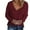Wine, variant on Lilgiuy Women's Casual Solid Color Long Sleeve V-Neck Ruched Pullover Blouse Tops,Light Blue,10 2022 Fall Winter