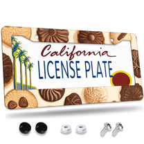 1 Pcs Pastries License Plate Frame, License Plate Cover for Car Decorative Parts, Aluminum License Plate Bracket Holder Rust-Proof Weather-Proof for US Standard Car